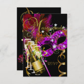 UAWG Response Masken Schwarzes Gold Pink RSVP Karte (Vorne/Hinten)