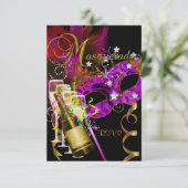 UAWG Response Masken Schwarzes Gold Pink RSVP Karte (Stehend Vorderseite)