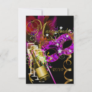 UAWG Response Masken Schwarzes Gold Pink RSVP Karte