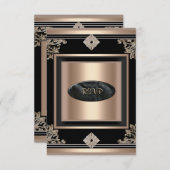 UAWG Response Party Art Deco Schwarzer Kaffee RSVP Karte (Vorne/Hinten)