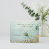 UAWG Response Peacock Feather Gold Elegante Hochze RSVP Karte (Stehend Vorderseite)