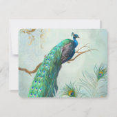 UAWG Response Peacock Feather Gold Elegante Hochze RSVP Karte (Rückseite)