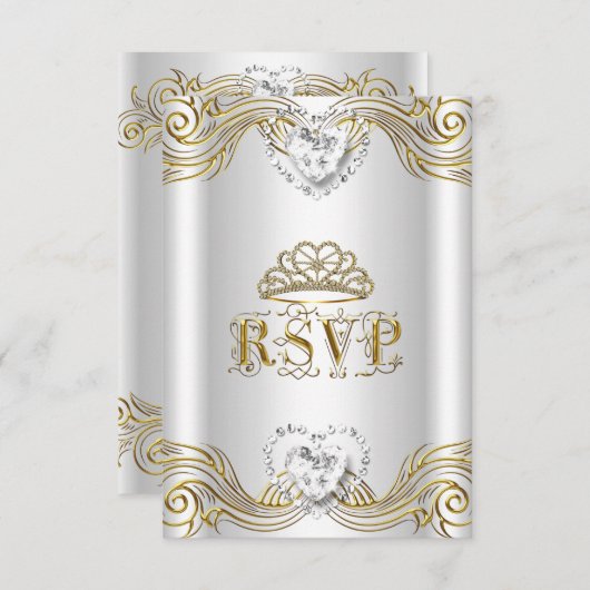 UAWG Response Silver White Gold Quinceanera Einladung (Vorne/Hinten)