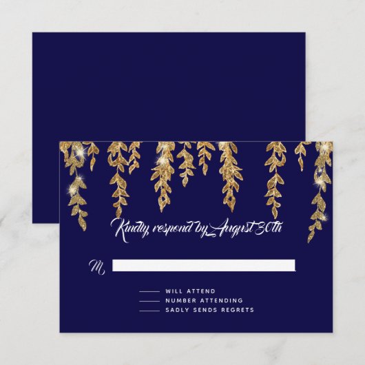 UAWG Response Simple Willow Leaf Twinkle Lights RSVP Karte (Vorne/Hinten)