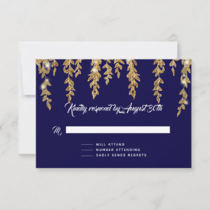 UAWG Response Simple Willow Leaf Twinkle Lights RSVP Karte