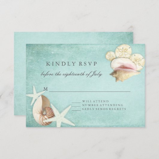UAWG Response Summer Beach informelle Seashells Ar RSVP Karte (Vorne/Hinten)