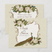 UAWG Response - Vintage Peacock & Magnolia-Wirbel RSVP Karte (Vorne/Hinten)