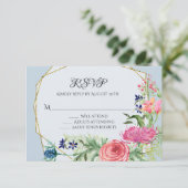 UAWG Response Wasserfarbe Rosa Blumenblauer Tusty  RSVP Karte (Stehend Vorderseite)