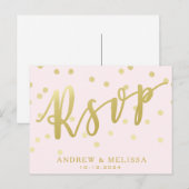 UAWG | Rosa Rosa und Imitate - Gold-Script Einladungspostkarte (Vorne/Hinten)