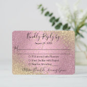 UAWG - Rosa und Gold Glitzer RSVP Karte (Stehend Vorderseite)