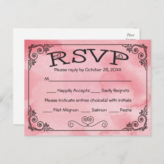 UAWG Rosa und weiße HerzHände Liebe - Menü Einladungspostkarte (Vorne/Hinten)