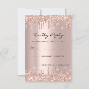 UAWG Rose Blush Tropfens Glitzer Bridal Geburtstag RSVP Karte