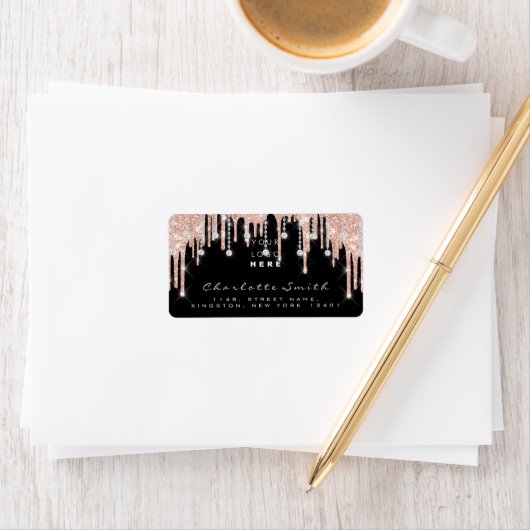 UAWG Rose Glitzer Tropfen Diamond Logo Bidal Adressaufkleber (Insitu)