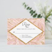 UAWG Rose Gold Imitats Glitzer Marmormatte RSVP Karte (Stehend Vorderseite)