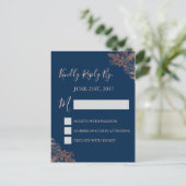 UAWG - Rose Gold Pink und Navy Blue Floral Einladungspostkarte (Stehend Vorderseite)