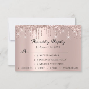 UAWG Rose Hochzeit Glitzer Brautparty Tropfen RSVP Karte