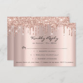 UAWG Rose Tropfen Glitzer Brautparty Hochzeit RSVP Karte (Vorne/Hinten)