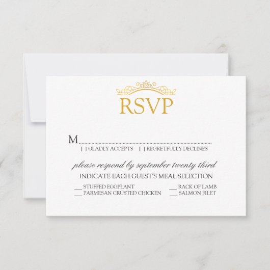 UAWG | Royal Wedding Elegante Gold Script RSVP Karte (Vorderseite)