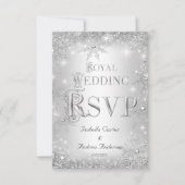 UAWG Royal Wedding Silver Winter Wonderland Crown RSVP Karte (Vorderseite)