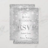 UAWG Royal Wedding Silver Winter Wonderland Crown RSVP Karte (Vorne/Hinten)