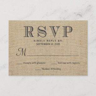 UAWG Rustic Country Burlap Wedding Reply Cards RSVP Karte