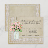 UAWG Rustic Country Mason Jar Blush Pink Roses RSVP Karte (Vorne/Hinten)