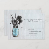 UAWG Rustic Hanging Mason Jar Wedding RSVP Karte (Vorne/Hinten)