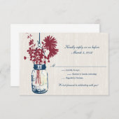 UAWG Rustic Hanging Mason Jar Wedding RSVP Karte (Vorne/Hinten)