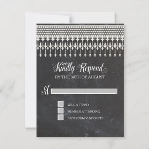 UAWG Rustic Vintag Lace Chalk Script Typografie RSVP Karte