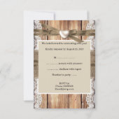 UAWG Rustic Wedding Brown White Lace Wood Burlap RSVP Karte (Rückseite)