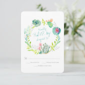 UAwg Rustic Wüste Kaktus Blume Holz Wasserfarbe RSVP Karte (Stehend Vorderseite)