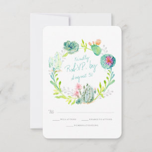 UAwg Rustic Wüste Kaktus Blume Holz Wasserfarbe RSVP Karte