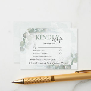  UAWG Rustikale Eukalyptus Sage Grüne Hochzeit Begleitkarte