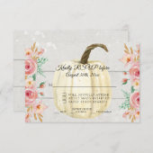 UAWG Rustikale Rosa Blütenpinsel Weiße Kürbis Holz Einladung (Vorne/Hinten)