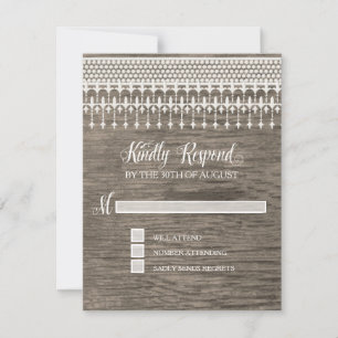 UAWG Rustikale Vintage Spitzenholzschrift Typograf RSVP Karte