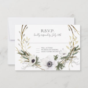 UAWG Rustikale weiße Flora BOHO Kranz Wasserfarbe RSVP Karte