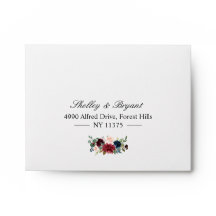 UAWG - Rustikales Burgund Blush Blue Floral Addres