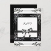 UAWG Schwarz-weiß Lace Floral Diamond 3 Einladung (Vorne/Hinten)