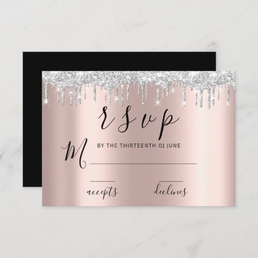 UAWG Schwarz-weiße Rose Silver Gay Tropfen RSVP Karte (Vorne/Hinten)