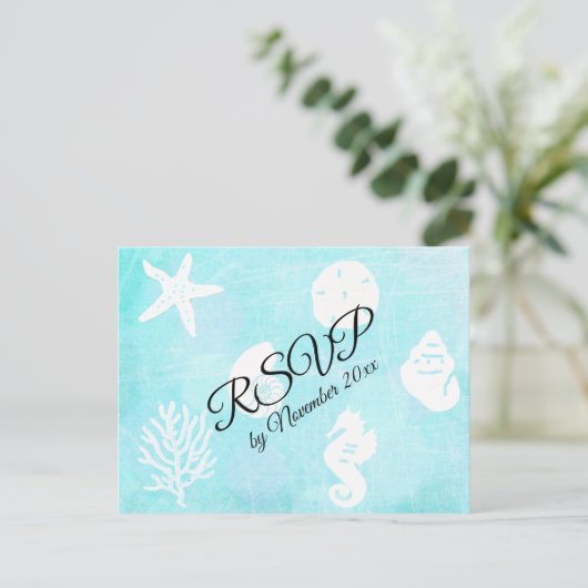 UAWG Seaside Seashell Themed Wedding Postkarte (Stehend Vorderseite)