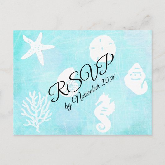 UAWG Seaside Seashell Themed Wedding Postkarte (Vorderseite)
