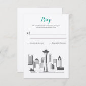 UAWG Seattle Skyline Wedding RSVP Karte (Vorne/Hinten)