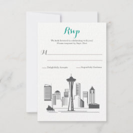 UAWG Seattle Skyline Wedding RSVP Karte