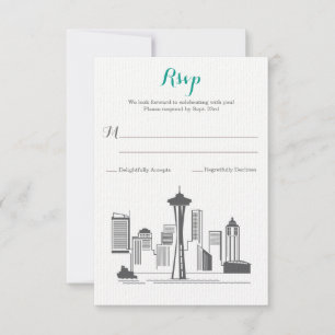 UAWG Seattle Skyline Wedding RSVP Karte