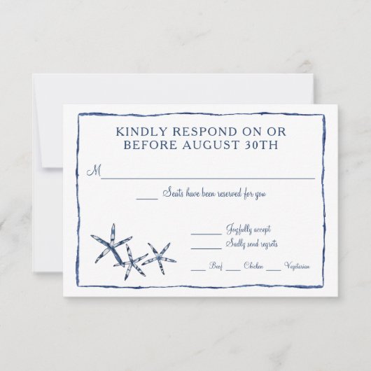UAWG Shibori Kumo Strandfarbe Starfish Star RSVP Karte (Vorderseite)