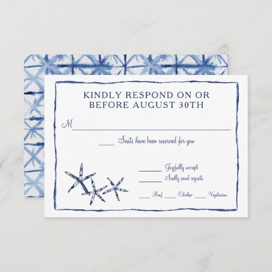 UAWG Shibori Kumo Strandfarbe Starfish Star RSVP Karte (Vorne/Hinten)