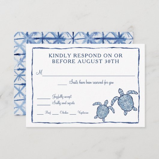 UAWG Shibori Kumo Wasserfarbe Meeresschildkröten K RSVP Karte (Vorne/Hinten)