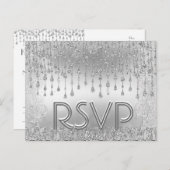 UAWG | Silber Fallende Sterne Einladungspostkarte (Vorne/Hinten)