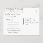 UAWG | Silber Fallende Sterne Einladungspostkarte (Rückseite)