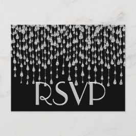 UAWG | Silber Fallende Sterne Einladungspostkarte